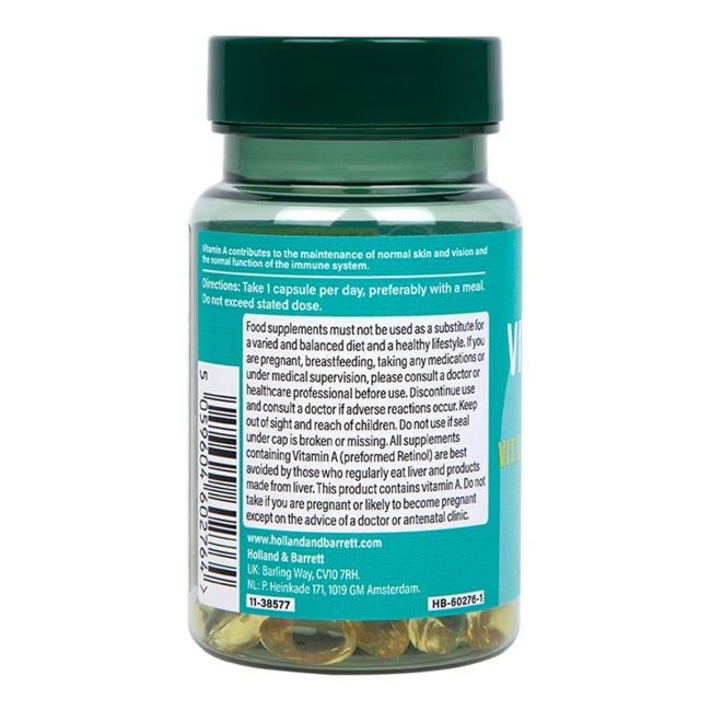 H&B Vitaminas A 3300 TV, Vitaminas D ir menkių kepenų žuvų taukai, 90 kapsulių