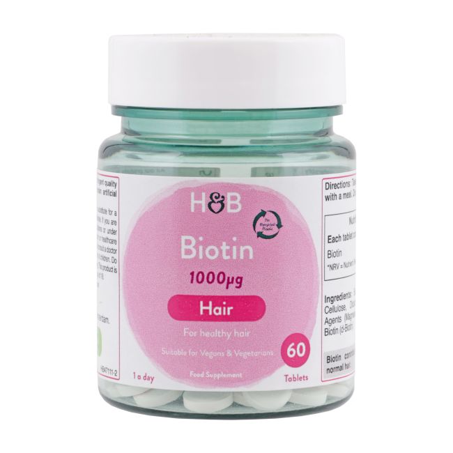 H&B Biotinas 1000 µg plaukams, 60 tablečių