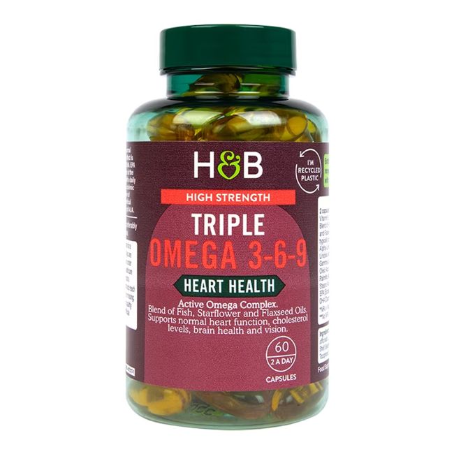 H&B HIGH STRENGTH TRIPLE omega 3-6-9, 60 kapsulių