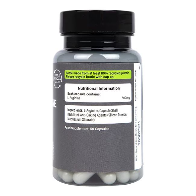 PE NUTRITION L Argininas 500 MG, 50 kapsulių