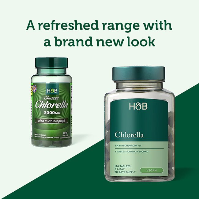 H&B Kininė chlorella 3000 MG, 120 tablečių