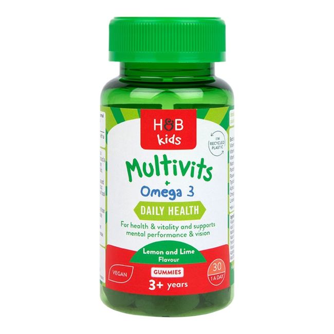 H&B Vaikams Multivitaminai + OMEGA 3, 30 guminukų