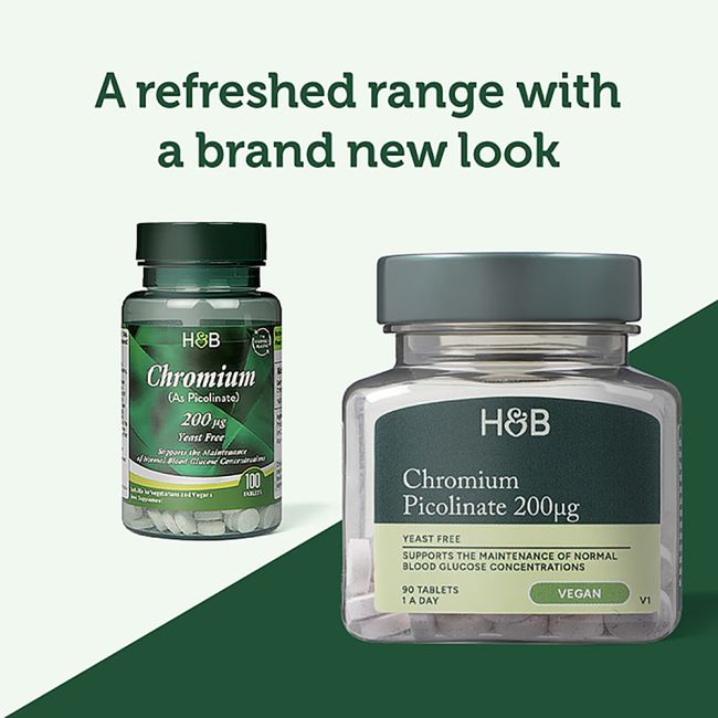 H&B Chromo pikolinatas 200 µg, 90 tablečių