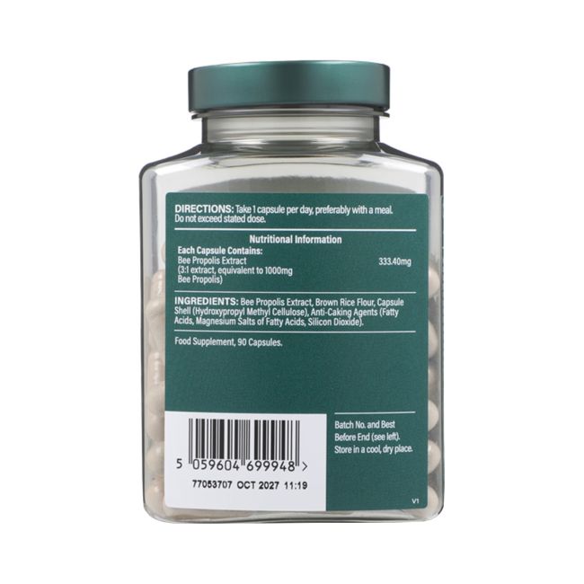 H&B HIGH STRENGTH bičių propolis 1000 mg, 90 kapsulių