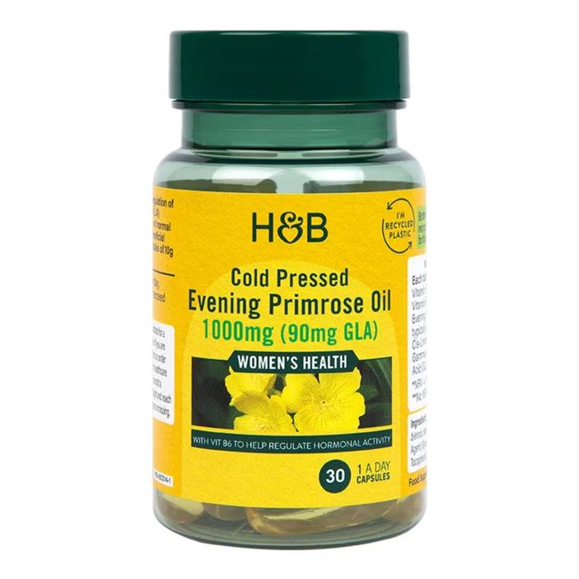 H&B Šalto spaudimo nakvišų aliejus 1000 MG maisto papildas, 30 kapsulių
