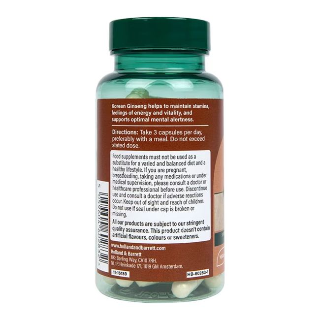 H&B Korėjietiškas ženšenis 1500 MG, 90 kapsulių