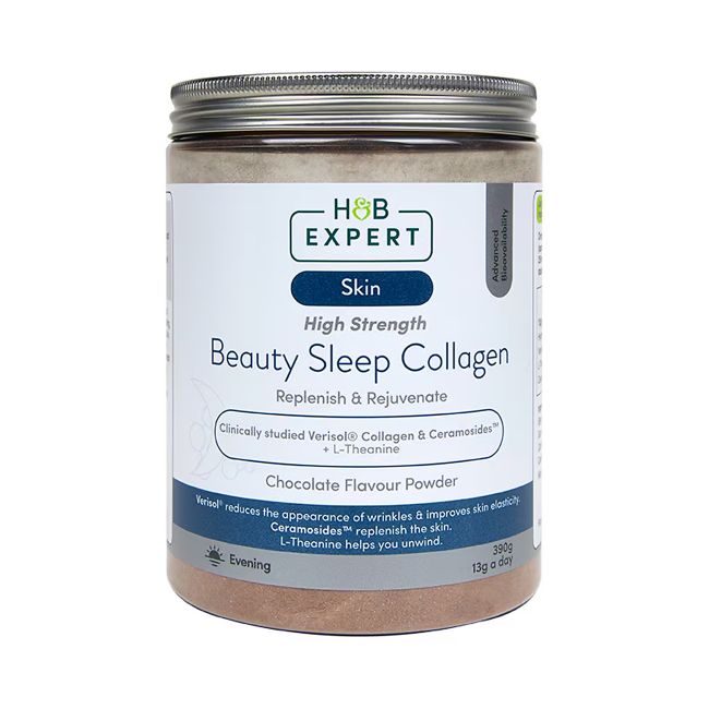 H&B EXPERT BEAUTY SLEEP kolagenas, šokolado skonio, milteliai, 306 g