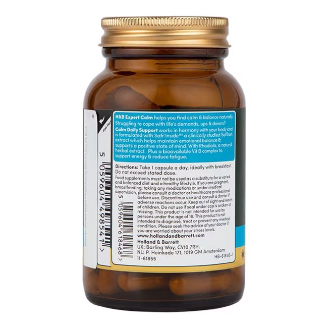 H&B EXPERT CALM DAILY SUPPORT emocinei pusiausvyrai palaikyti, 30 kapsulių