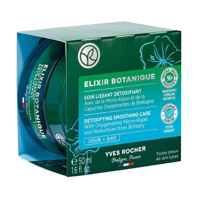YVES ROCHER ELIXIR BOTANIQUE DETOXIFYING SMOOTHING CARE dieninis veido kremas, 50 ml