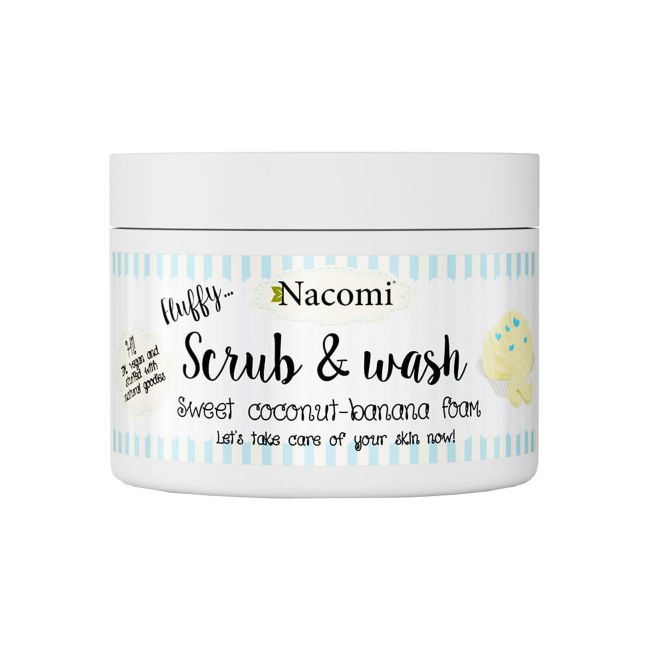 NACOMI FLUFFY SWEET COCONUT BANANA FOAM kūno šveitiklis ir prausiklis, 180 ml