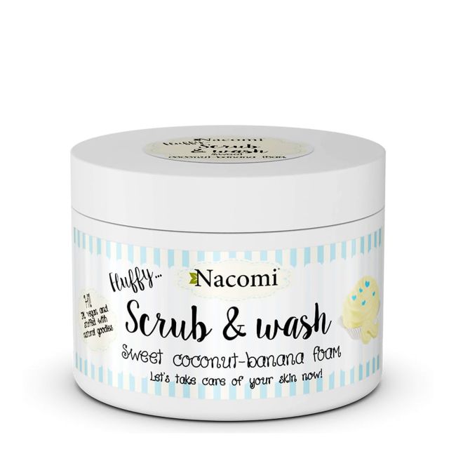 NACOMI FLUFFY SWEET COCONUT BANANA FOAM kūno šveitiklis ir prausiklis, 180 ml