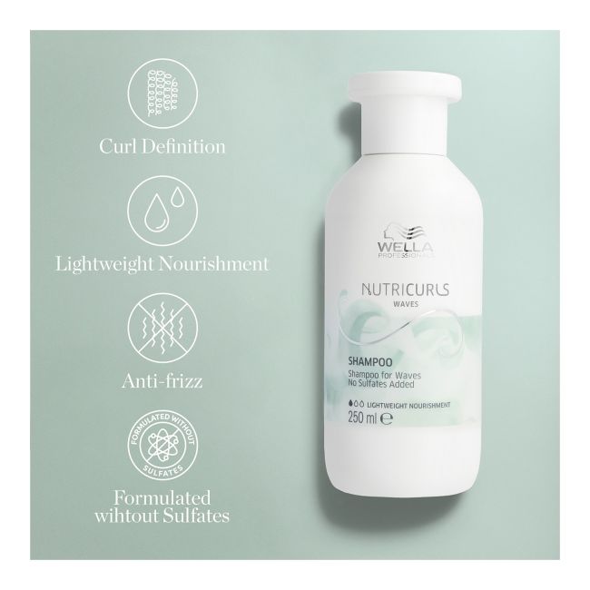 WELLA PROFESSIONALS NUTRICURLS WAVES plaukų šampūnas, 250 ml