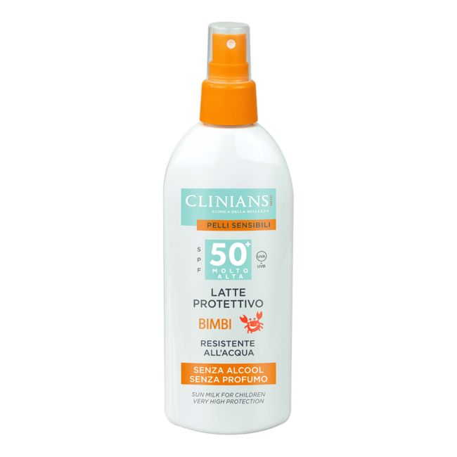 CLINIANS LATTE PROTETTIVO BIMBI SPF50 apsauginis vaikų kūno purškiklis nuo saulės, 150 ml