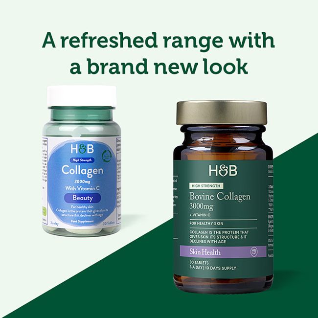 H&B HIGH STRENGTH kolagenas 3000 mg su vitaminu C, 30 tablečių
