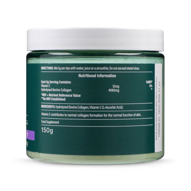 H&B HIGH STRENGTH galvijų kolagenas 4980 mg ir vitaminas C, milteliai, 150 g