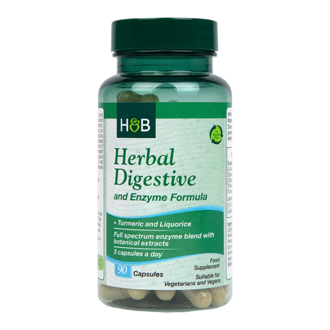 H&B HERBAL DIGESTIVE maisto papildas virškinimui, 90 kapsulių