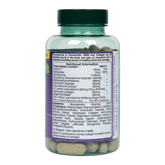 H&B MAXIMUM STRENGTH gliukozaminas, chondritinas, MSM ir kolagenas, 90 tablečių