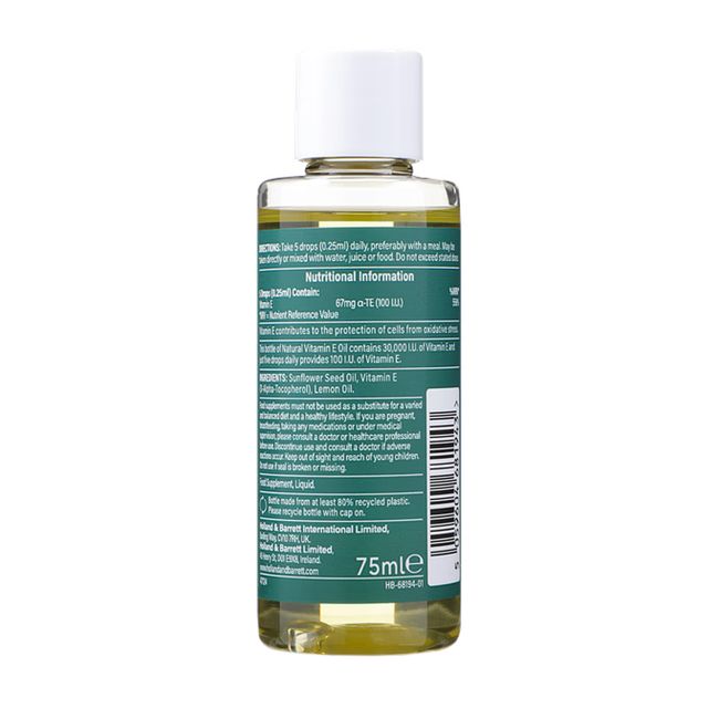 H&B HIGH STRENGTH vitamino E aliejus, skystis, 75 ml