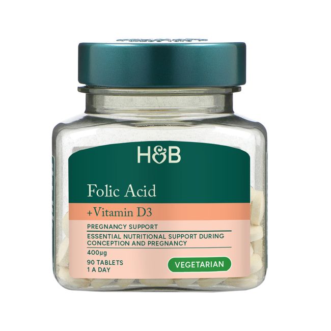H&B folio rūgštis ir vitaminas D3, 90 tablečių