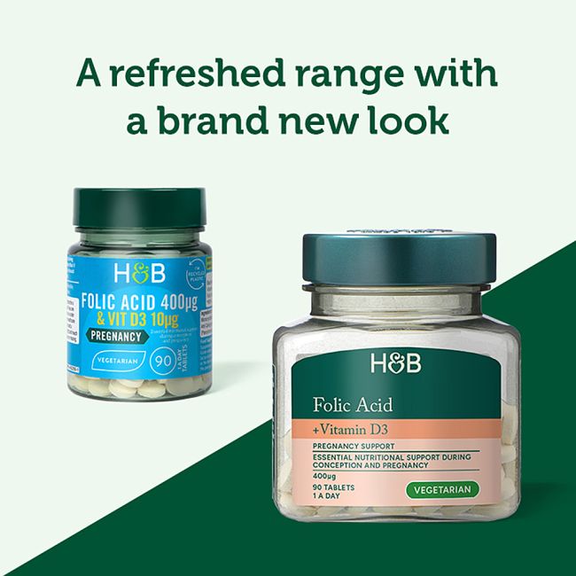 H&B folio rūgštis ir vitaminas D3, 90 tablečių
