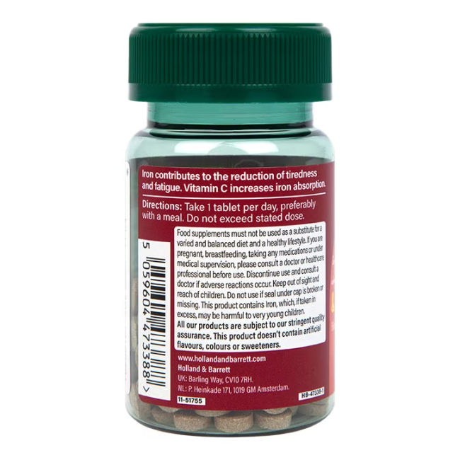 H&B geležis 14 mg ir vitaminas C, 90 tablečių