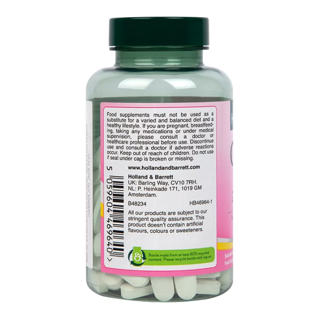 H&B VEGAN kalcis, vitaminas D, magnis ir cinkas, 120 tablečių