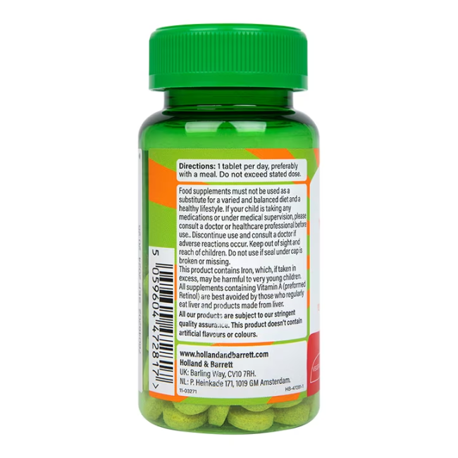 H&B vaikams multivitaminai ir geležis, 90 kramtomųjų tablečių