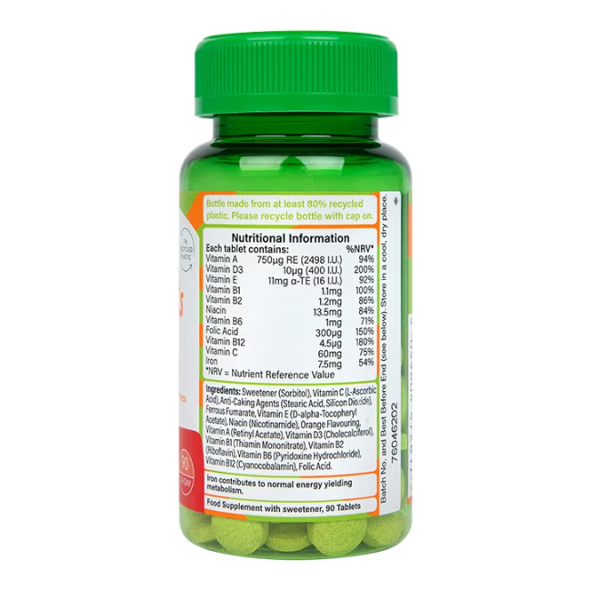 H&B vaikams multivitaminai ir geležis, 90 kramtomųjų tablečių