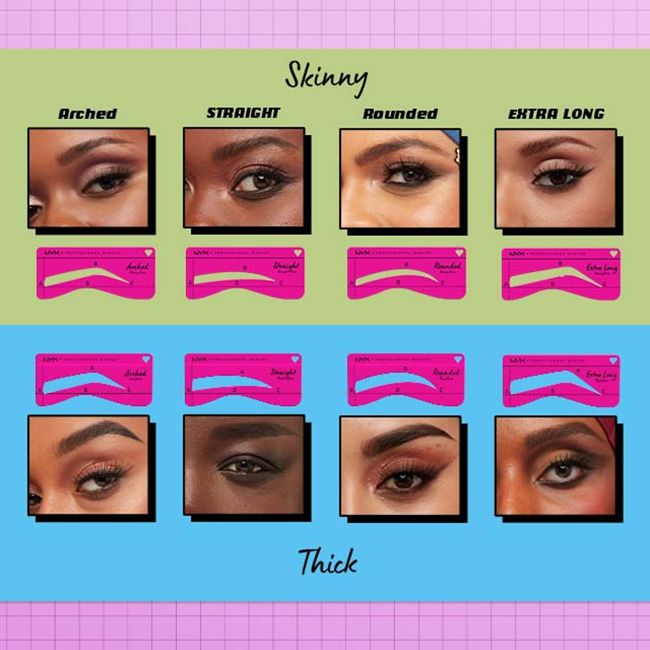NYX PROFESSIONAL MAKEUP ZERO TO BROW antakių šablonai (4 vnt.)