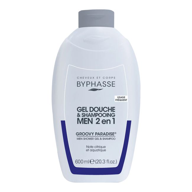 BYPHASSE GROOVY PARADISE dušo želė ir plaukų šampūnas vyrams, 600 ml