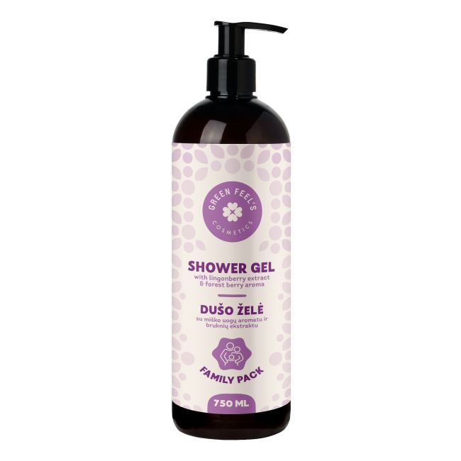GREEN FEEL'S dušo želė su miško uogų aromatu ir bruknių ekstraktu, 750 ml