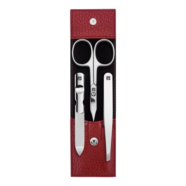 ZWILLING CLASSIC LEATHER CASE RED manikiūro rinkinys