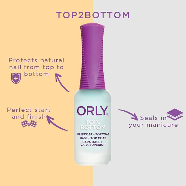 ORLY TOP2BOTTOM viršutinis nagų lako sluoksnis/nagų lako pagrindas, 9 ml