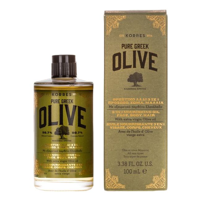 KORRES PURE GREEK OLIVE 3 IN 1 NOURISHING veido, kūno ir plaukų aliejus, 100 ml