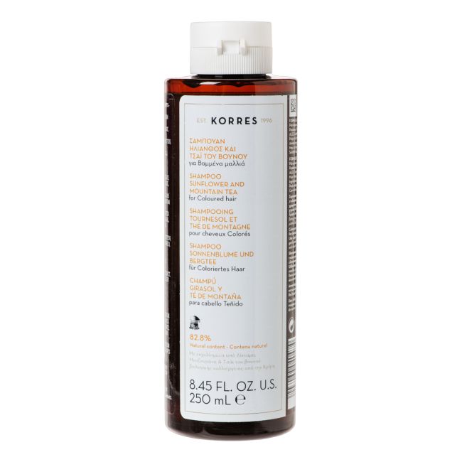 KORRES SUNFLOWER AND MOUNTAIN TEA plaukų šampūnas, 250 ml