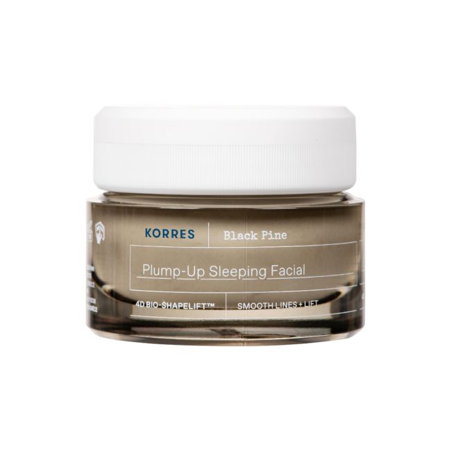 KORRES BLACK PINE PLUMP-UP SLEEPING naktinis veido kremas, 50 ml