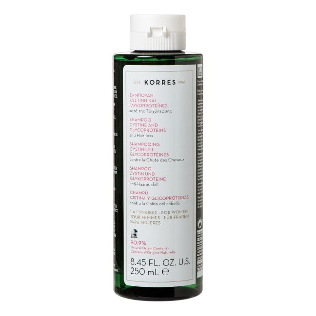 KORRES FOR WOMEN CYSTINE AND GLYGOPROTEINS moterų plaukų šampūnas, 250 ml