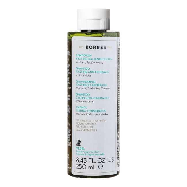 KORRES FOR MEN CYSTINE AND MINERALS vyrų plaukų šampūnas, 250 ml