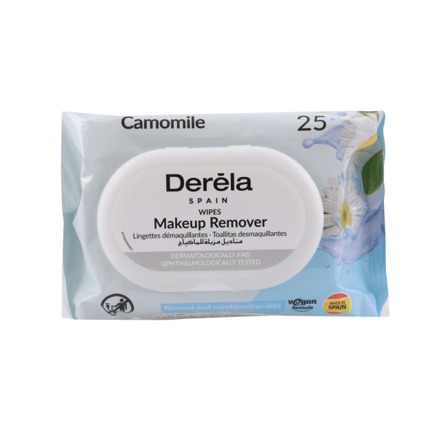 DERELA CAMOMILE drėgnos servetėlės makiažui valyti (25 vnt.)