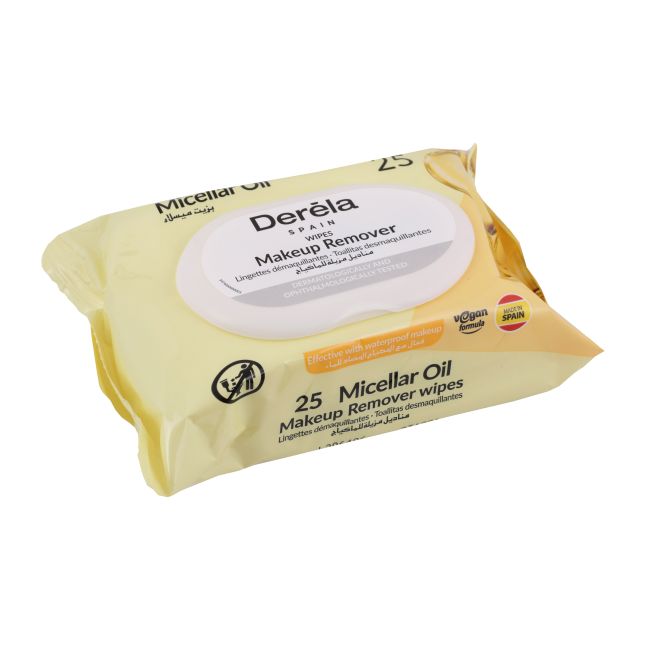 DERELA MICELLAR OIL drėgnos servetėlės makiažui valyti (25 vnt.)