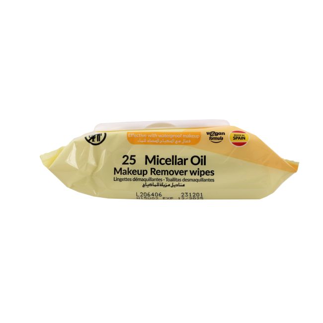 DERELA MICELLAR OIL drėgnos servetėlės makiažui valyti (25 vnt.)