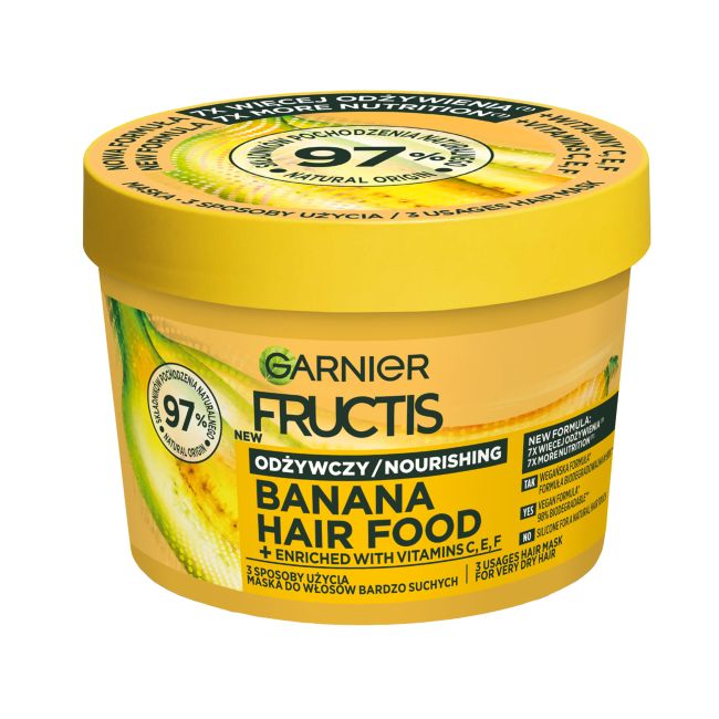 GARNIER FRUCTIS BANANA HAIR FOOD plaukų kaukė, 400 ml