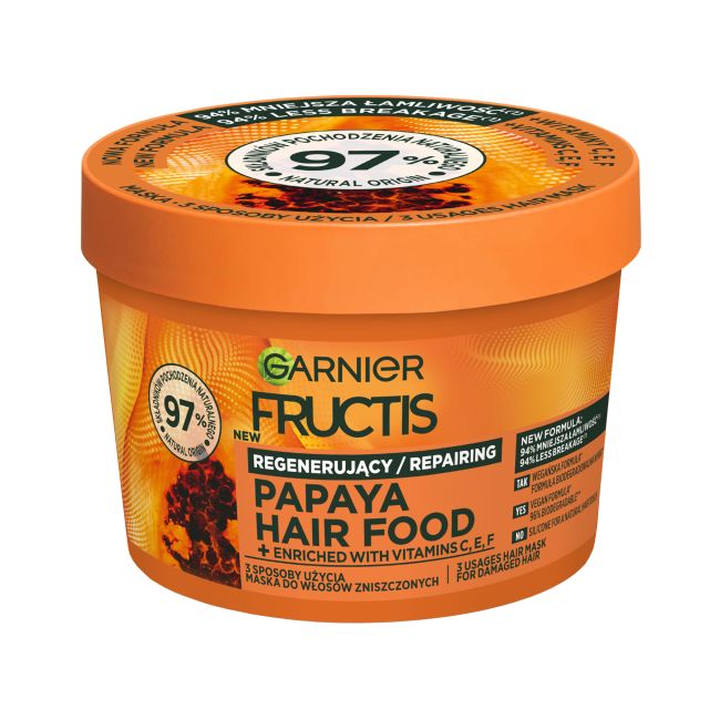 GARNIER FRUCTIS PAPAYA HAIR FOOD plaukų kaukė, 400 ml