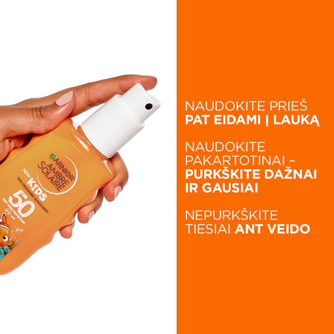 GARNIER AMBRE SOLAIRE KIDS 50+ apsauginis vaikų purškiklis, 150 ml