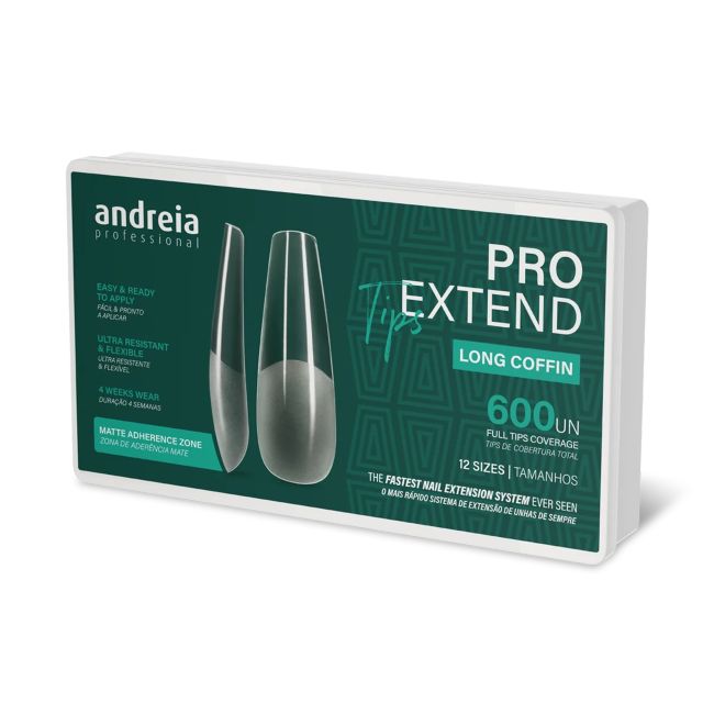 ANDREIA PRO EXTEND TIPS LONG COFFIN nagų priauginimo tipsai (600 vnt.)