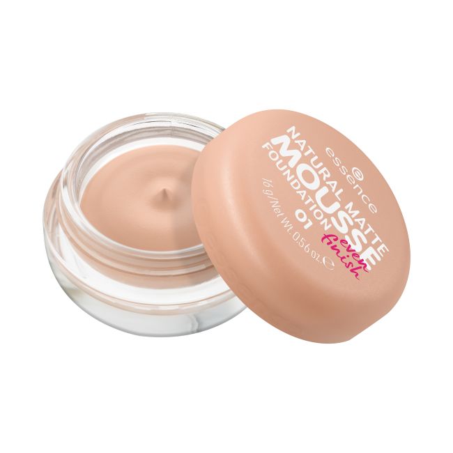 ESSENCE NATURAL MATTE MOUSSE makiažo pagrindas, 16 g