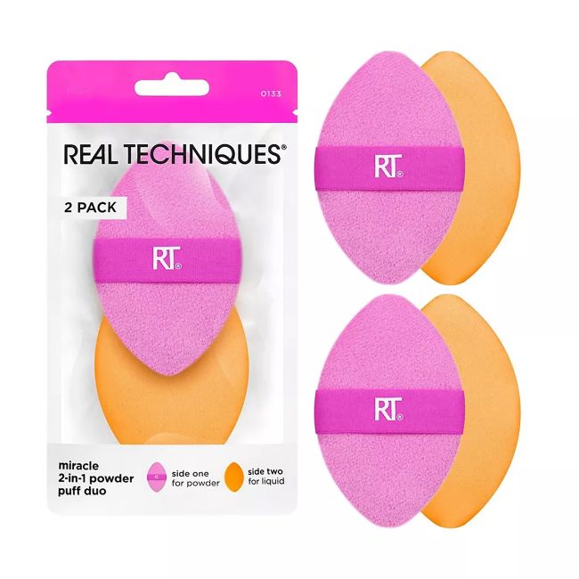 REAL TECHNIQUES MIRACLE 2-IN-1 POWDER PUFF DUO makiažo kempinėlė