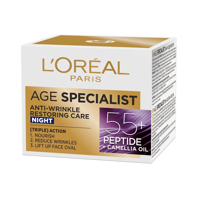 L'OREAL AGE SPECIALIST ANTI-WRINKLE RESTORING CARE 55+ naktinis kremas, 50 ml