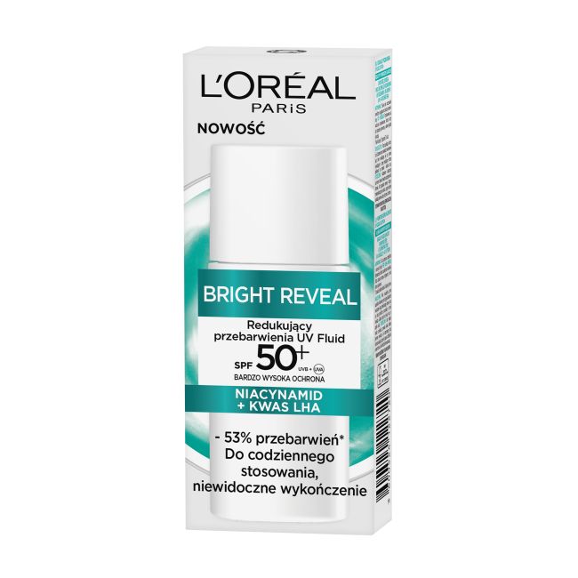 L'OREAL BRIGHT REVEAL DARK SPOT UV SPF50+ veido fluidas, 50 ml