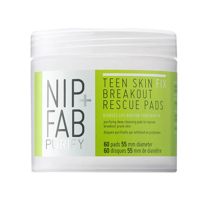 NIP+FAB PURIFY TEEN SKIN FIX BREAKOUT RESCUE valomieji veido padeliai (60 vnt. x 55 mm)